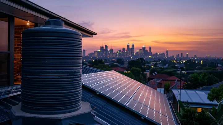 Solar array on a commercial building terrace