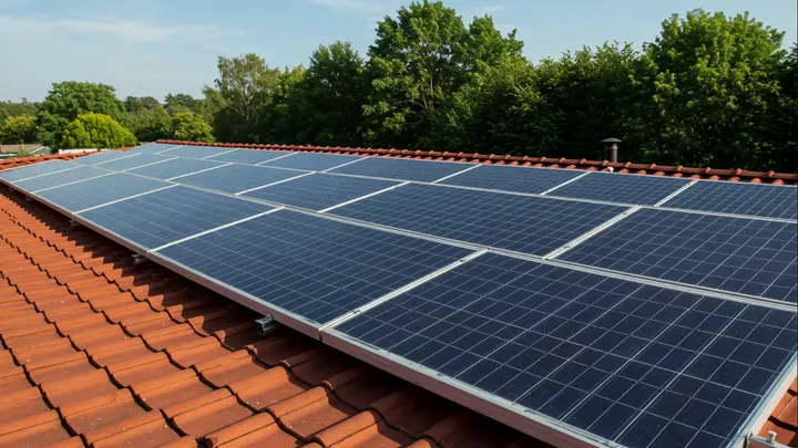 Solar panels on a newly built home