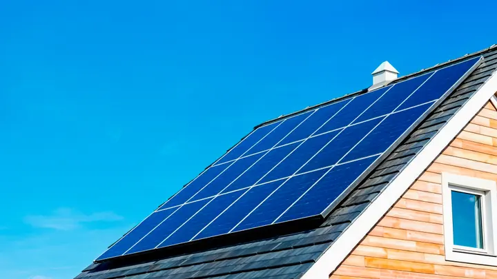 Solar panels on a textile showroom roof